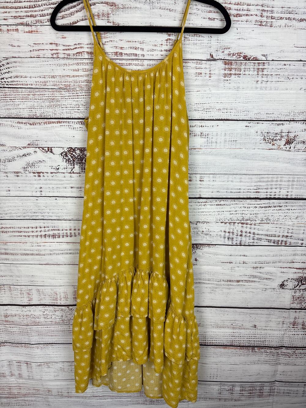 Yellow Polka Dot Spaghetti Strap Midi Dress